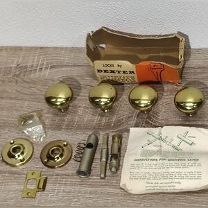 Dexter Brass Finish Round Vintage Door Knob Set -